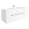Valencia 1200 Gloss White Minimalist Wall Hung Vanity Unit with Chrome Handle -Wall Hung Vanity Units Shop V12WWHCH p