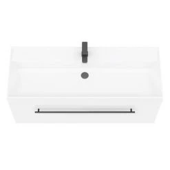 Valencia 1200 Gloss White Minimalist Wall Hung Vanity Unit with Matt Black Handle -Wall Hung Vanity Units Shop V12WWHMB d2 460