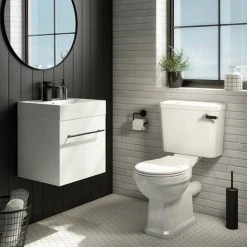 Valencia 450 Gloss White Minimalist Wall Hung Vanity Unit with Matt Black Handle 7 Valencia 450 Gloss White Minimalist Wall Hung Vanity Unit with Matt Black Handle -Wall Hung Vanity Units Shop V4WWHMB d3 460