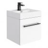 Valencia 450 Gloss White Minimalist Wall Hung Vanity Unit with Matt Black Handle -Wall Hung Vanity Units Shop V4WWHMB p