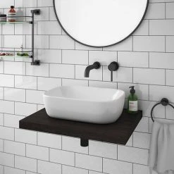 Venice Floating Basin Shelf (Dark Oak - 600mm Wide) 5 Venice Floating Basin Shelf (Dark Oak - 600mm Wide) -Wall Hung Vanity Units Shop V6DKSLF d1 460