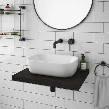Venice Floating Basin Shelf (Dark Oak - 600mm Wide) 4 Venice Floating Basin Shelf (Dark Oak - 600mm Wide) - Image 2