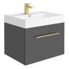 Valencia 600 Gloss Grey Minimalist Wall Hung Vanity Unit with Brass Handle 2 Valencia 600 Gloss Grey Minimalist Wall Hung Vanity Unit with Brass Handle -Wall Hung Vanity Units Shop V6GGHBB p
