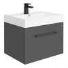Valencia 600 Gloss Grey Minimalist Wall Hung Vanity Unit with Matt Black Handle 2 Valencia 600 Gloss Grey Minimalist Wall Hung Vanity Unit with Matt Black Handle -Wall Hung Vanity Units Shop V6GGHMB p