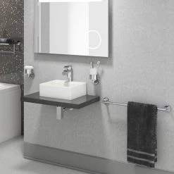 Venice Floating Basin Shelf (Gloss Grey - 600mm Wide) -Wall Hung Vanity Units Shop V6GGSLF d4 460