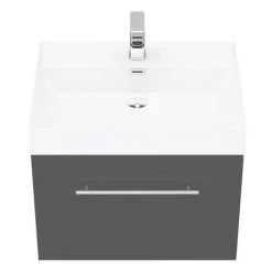Valencia 600 Gloss Grey Minimalist Wall Hung Vanity Unit with Chrome Handle 12 Valencia 600 Gloss Grey Minimalist Wall Hung Vanity Unit with Chrome Handle -Wall Hung Vanity Units Shop V6GWHCH d4 460