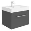 Valencia 600 Gloss Grey Minimalist Wall Hung Vanity Unit with Chrome Handle 1 Valencia 600 Gloss Grey Minimalist Wall Hung Vanity Unit with Chrome Handle -Wall Hung Vanity Units Shop V6GWHCH p