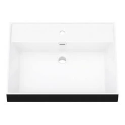 Valencia Wall Hung Vanity Unit - Gloss Grey - 600mm with Black Handle and Basin -Wall Hung Vanity Units Shop V6GWHMBBK d1 460