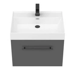 Valencia 600 Gloss Grey Minimalist Wall Hung Vanity Unit with Matt Black Handle 11 Valencia 600 Gloss Grey Minimalist Wall Hung Vanity Unit with Matt Black Handle -Wall Hung Vanity Units Shop V6GWHMB d4 460