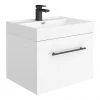 Valencia 600 Gloss White Minimalist Wall Hung Vanity Unit with Matt Black Handle 2 Valencia 600 Gloss White Minimalist Wall Hung Vanity Unit with Matt Black Handle -Wall Hung Vanity Units Shop V6GWHMB p