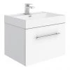 Valencia 600 Gloss White Minimalist Wall Hung Vanity Unit with Chrome Handle -Wall Hung Vanity Units Shop V6WWHCH p