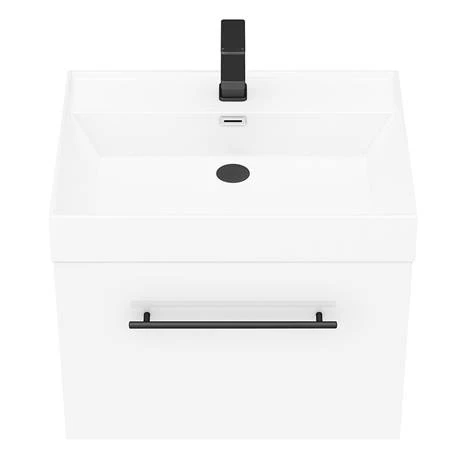 Valencia 600 Gloss White Minimalist Wall Hung Vanity Unit with Matt Black Handle 7 Valencia 600 Gloss White Minimalist Wall Hung Vanity Unit with Matt Black Handle - Image 5