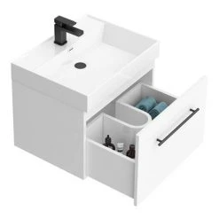 Valencia 600 Gloss White Minimalist Wall Hung Vanity Unit with Matt Black Handle 13 Valencia 600 Gloss White Minimalist Wall Hung Vanity Unit with Matt Black Handle -Wall Hung Vanity Units Shop V6WWHMB d6 460