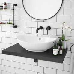 Venice Floating Basin Shelf (Gloss Grey - 800mm Wide) -Wall Hung Vanity Units Shop V8GGSLF d1 460