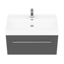 Valencia 800 Gloss Grey Minimalist Wall Hung Vanity Unit with Chrome Handle -Wall Hung Vanity Units Shop V8GWHCH d2 460