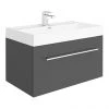 Valencia 800 Gloss Grey Minimalist Wall Hung Vanity Unit with Chrome Handle -Wall Hung Vanity Units Shop V8GWHCH p
