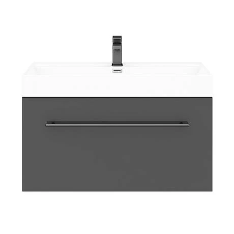Valencia 800 Gloss Grey Minimalist Wall Hung Vanity Unit with Matt Black Handle 5 Valencia 800 Gloss Grey Minimalist Wall Hung Vanity Unit with Matt Black Handle - Image 3