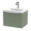 Venice Fluted 500mm Green Vanity Unit - Wall Hung Single Drawer Unit with Chrome Handle -Wall Hung Vanity Units Shop VF50WH1DGRN p