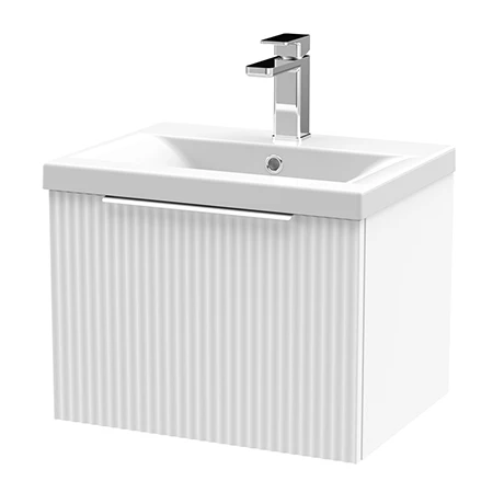 Venice Fluted 500mm White Vanity Unit - Wall Hung Single Drawer Unit with Chrome Handle 3 Venice Fluted 500mm White Vanity Unit - Wall Hung Single Drawer Unit with Chrome Handle