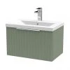 Venice Fluted 600mm Green Vanity Unit - Wall Hung Single Drawer Unit with Chrome Handle 1 Venice Fluted 600mm Green Vanity Unit - Wall Hung Single Drawer Unit with Chrome Handle -Wall Hung Vanity Units Shop VF60WH1DWGN p