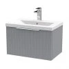 Venice Fluted 600mm Grey Vanity Unit - Wall Hung Single Drawer Unit with Chrome Handle -Wall Hung Vanity Units Shop VF60WH1DWGY p