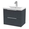 Venice Fluted 600mm Anthracite Vanity Unit - Wall Hung 2 Drawer Unit with Chrome Handles 1 Venice Fluted 600mm Anthracite Vanity Unit - Wall Hung 2 Drawer Unit with Chrome Handles -Wall Hung Vanity Units Shop VF60WH2DBA m
