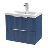 Venice Fluted 600mm Blue Vanity Unit - Wall Hung 2 Drawer Unit with Chrome Handles 1 Venice Fluted 600mm Blue Vanity Unit - Wall Hung 2 Drawer Unit with Chrome Handles -Wall Hung Vanity Units Shop VF60WH2DWB P