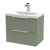 Venice Fluted 600mm Green Vanity Unit - Wall Hung 2 Drawer Unit with Chrome Handles 1 Venice Fluted 600mm Green Vanity Unit - Wall Hung 2 Drawer Unit with Chrome Handles -Wall Hung Vanity Units Shop VF60WH2DWGN p
