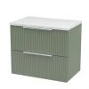Venice Fluted 600mm Green Vanity Unit - Wall Hung 2 Drawer Unit with White Worktop & Chrome Handles 1 Venice Fluted 600mm Green Vanity Unit - Wall Hung 2 Drawer Unit with White Worktop & Chrome Handles -Wall Hung Vanity Units Shop VFGRE6WWT M
