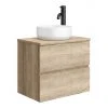 Venice Linea Rustic Oak Countertop Basin Unit - 600mm 2 Drawer with Round Matt White Basin 2 Venice Linea Rustic Oak Countertop Basin Unit - 600mm 2 Drawer with Round Matt White Basin -Wall Hung Vanity Units Shop VL6OAKW3RB L 670