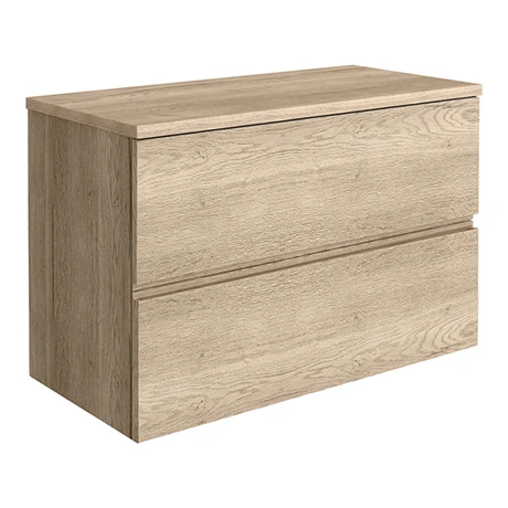 Venice Linea 800mm Rustic Oak Vanity - Wall Hung 2 Drawer Unit with Worktop 3 Venice Linea 800mm Rustic Oak Vanity - Wall Hung 2 Drawer Unit with Worktop