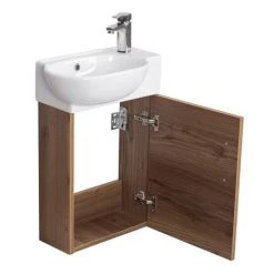 Valencia Perla Wall Hung Cloakroom Vanity (Dark Oak Effect - 450mm Wide) 8 Valencia Perla Wall Hung Cloakroom Vanity (Dark Oak Effect - 450mm Wide) -Wall Hung Vanity Units Shop VPWHDO45 d2 460 1