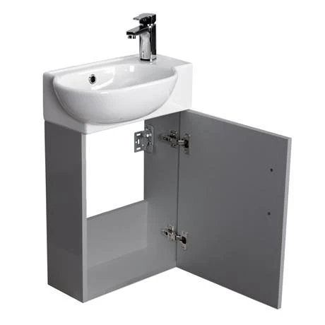 Valencia Perla Wall Hung Cloakroom Vanity (Gloss Grey - 450mm Wide) 4 Valencia Perla Wall Hung Cloakroom Vanity (Gloss Grey - 450mm Wide) - Image 2