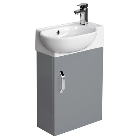 Valencia Perla Wall Hung Cloakroom Vanity (Gloss Grey - 450mm Wide) 3 Valencia Perla Wall Hung Cloakroom Vanity (Gloss Grey - 450mm Wide)