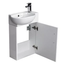 Valencia Perla Wall Hung Vanity incl. Matt Black Handle (Gloss White - 450mm Wide) 6 Valencia Perla Wall Hung Vanity incl. Matt Black Handle (Gloss White - 450mm Wide) -Wall Hung Vanity Units Shop VPWHGW45 d2 460 1