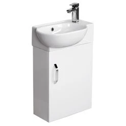 Valencia Perla Wall Hung Cloakroom Vanity (Gloss White - 450mm Wide)