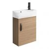 Valencia Perla Wall Hung Vanity incl. Matt Black Handle (Light Oak Effect - 450mm Wide) -Wall Hung Vanity Units Shop VPWHLO45MB p
