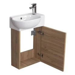Valencia Perla Wall Hung Vanity incl. Matt Black Handle (Light Oak Effect - 450mm Wide) 6 Valencia Perla Wall Hung Vanity incl. Matt Black Handle (Light Oak Effect - 450mm Wide) -Wall Hung Vanity Units Shop VPWHLO45 d2 460 1
