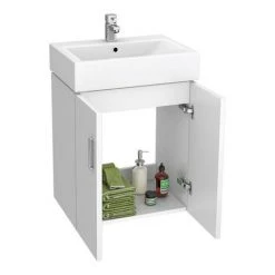 Nova Wall Mounted Vanity - 450mm Gloss White 11 Nova Wall Mounted Vanity - 450mm Gloss White -Wall Hung Vanity Units Shop VTWW450 detail a 460