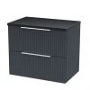 Venice Fluted 600mm Anthracite Vanity Unit - Wall Hung 2 Drawer Unit with Black Worktop & Chrome Handles 2 Venice Fluted 600mm Anthracite Vanity Unit - Wall Hung 2 Drawer Unit with Black Worktop & Chrome Handles -Wall Hung Vanity Units Shop VWH6BLKWT M