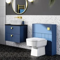 Venice Abstract 600mm Blue Vanity Unit - Wall Hung 2 Drawer Unit with Black Worktop & Brushed Brass Handles 10 Venice Abstract 600mm Blue Vanity Unit - Wall Hung 2 Drawer Unit with Black Worktop & Brushed Brass Handles -Wall Hung Vanity Units Shop VWH6BLUBLKB d3 460