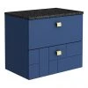 Venice Abstract 600mm Blue Vanity Unit - Wall Hung 2 Drawer Unit with Black Worktop & Brushed Brass Handles 1 Venice Abstract 600mm Blue Vanity Unit - Wall Hung 2 Drawer Unit with Black Worktop & Brushed Brass Handles -Wall Hung Vanity Units Shop VWH6BLUBLKB p