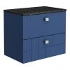 Venice Abstract 600mm Blue Vanity Unit - Wall Hung 2 Drawer Unit with Black Worktop & Chrome Handles 2 Venice Abstract 600mm Blue Vanity Unit - Wall Hung 2 Drawer Unit with Black Worktop & Chrome Handles -Wall Hung Vanity Units Shop VWH6BLUBLK n p