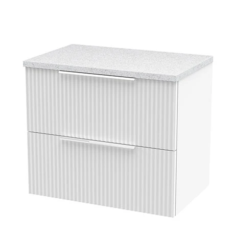 Venice Fluted 600mm White Vanity Unit - Wall Hung 2 Drawer Unit with White Worktop & Chrome Handles 3 Venice Fluted 600mm White Vanity Unit - Wall Hung 2 Drawer Unit with White Worktop & Chrome Handles