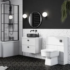 Venice Abstract 600mm White Vanity - Wall Hung 2 Drawer Unit with White Worktop & Matt Black Handles 11 Venice Abstract 600mm White Vanity - Wall Hung 2 Drawer Unit with White Worktop & Matt Black Handles -Wall Hung Vanity Units Shop VWH6WHIWHIB d5 460